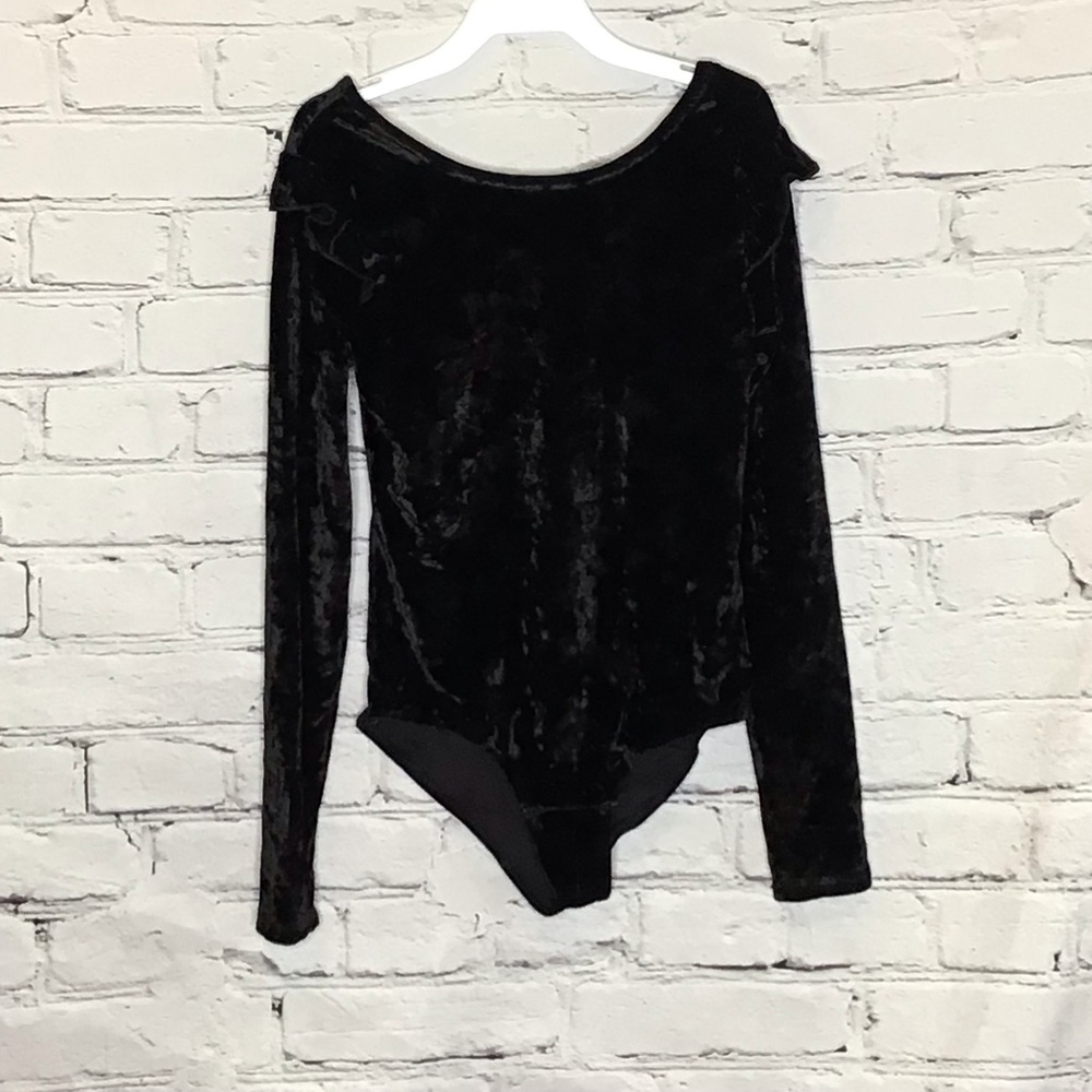 Art Class Black Dance Leotard Long Sleeve Velour 7 Medium